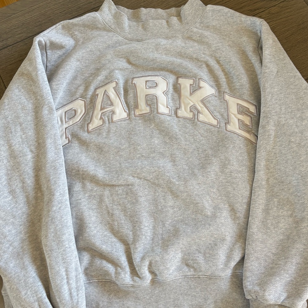 NWOT PARKE mock neck L/XL classic grey + white
